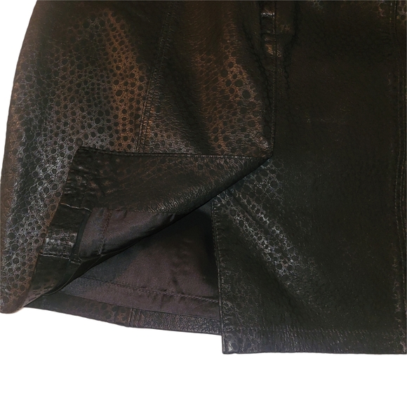 Banana Republic Vintage Animal Print Black Leather Pencil Skirt - Picture 3 of 5